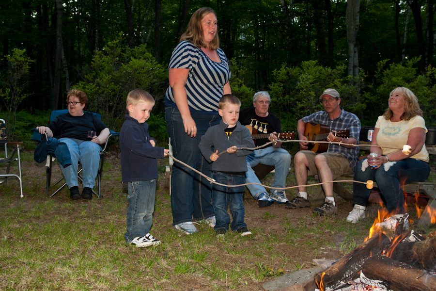 Andrew and Will roasting marshmallows