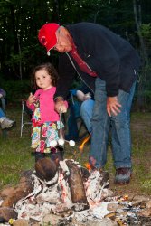 Bob helps Violet roast 3 marshmallows at once