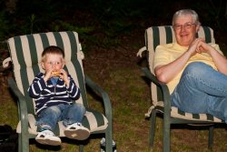 Andrew enjoys his smores plus Barry