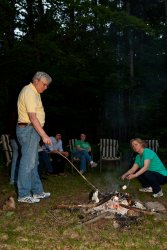 Barry and Gina roasting marshmallows