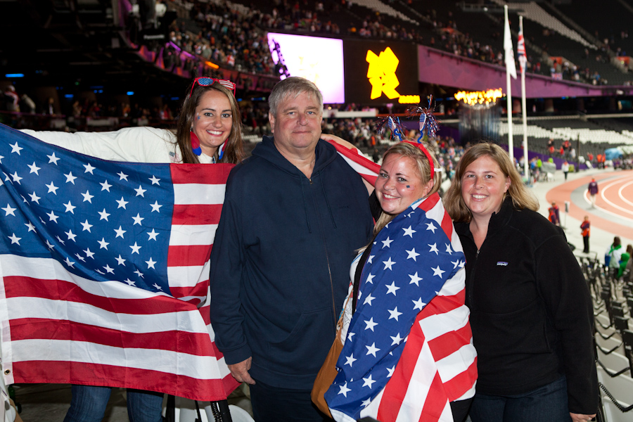 Tori, Alan, Jessie and Bekki in the Olympic Stadium