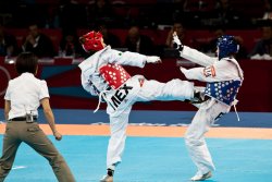 Mexico's Jannet Alegria Pena kicks Panama's Carolena Carstens Salceda