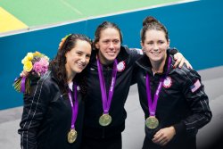 USA's Maggie Steffens, Elsie Windes and Jessica Steffens